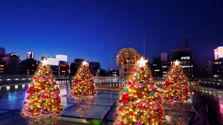 オアシス21 Popping Xmas！名古屋栄のオアシスに水上クリスマスツリーが登場